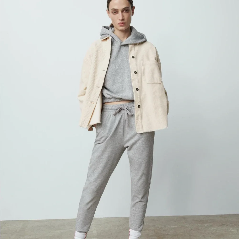 Zara Corduroy Shirt Jacket Raw‎ Hem in Cream Size Extra Small